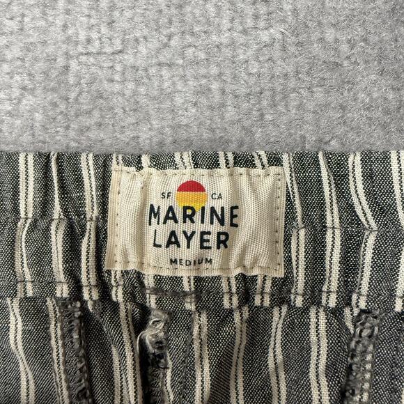 Marine Layer Pants Women Medium Black White Stripe Tencel Pull On Relaxed Casual - Picture 4 of 12